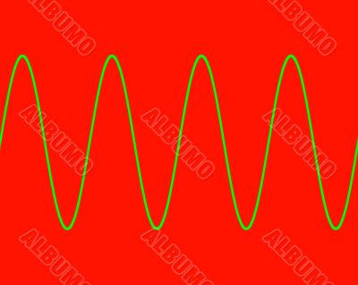 Green sine wave on red