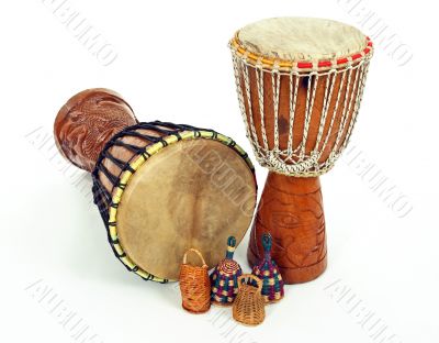 Djembe drums and caxixi shakers