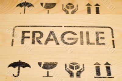 fragile sign on wood