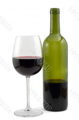 red wine bottle and wine glas