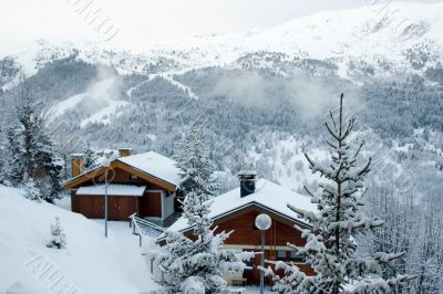 Ski resort after snow storm