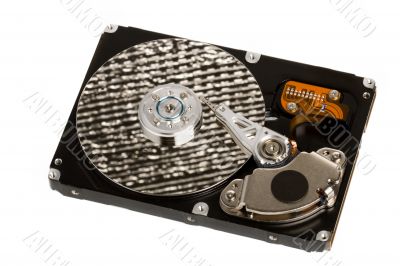 isolated opened hard disk drive