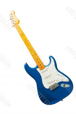 isolated blue guitar