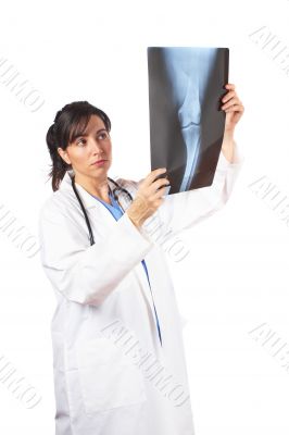 Female doctor examining x-ray