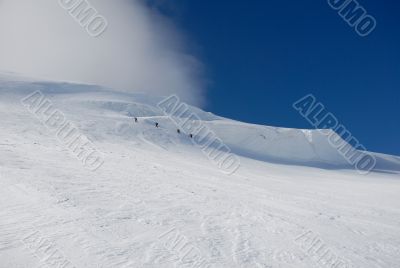 Four climber trekking. Four climber trekking.