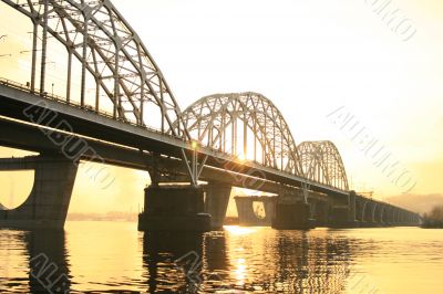 bridges in orange evening light