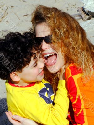 Mother and child playing