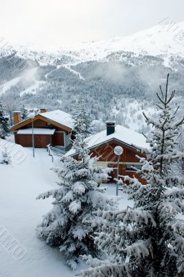 Ski resort after snow storm