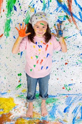 Girl playing with painting Girl playing with painting