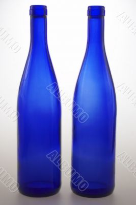 Two blue wine-bottle