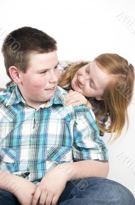 sister looking at her big brother sister looking at her big brother