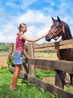 Young girl and horse