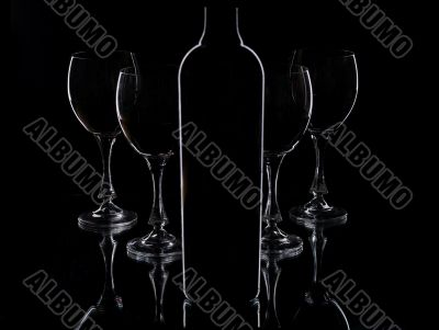glasses and bottle of red wine glasses and bottle of red wine