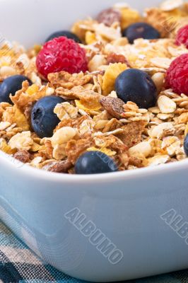 Muesli with Raspberries and Blueberries