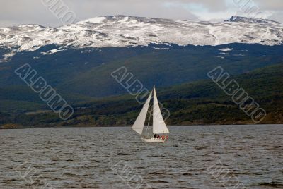 Yacht in the Beagle Channel, near Ushuaia.