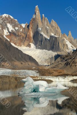 Mount Cerro Torre from lake Torre Mount Cerro Torre from lake Torre