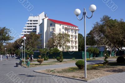 White house with red roof
