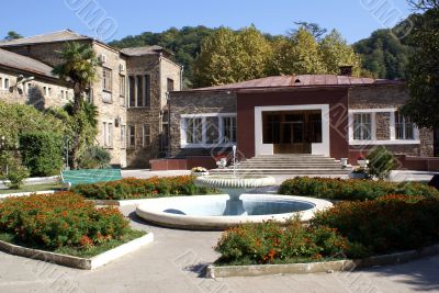 Building and fountain