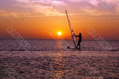 Windsurfing and sunset