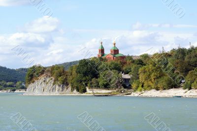 Church and lake