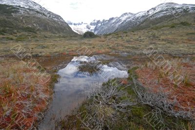 Landscape of Tierra Del Fuego near Ushuaia. Argentina.