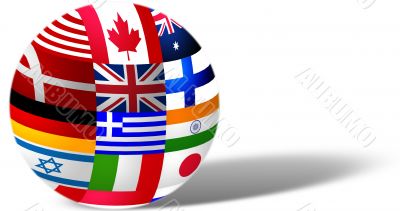 Sphere from country flags with shadow