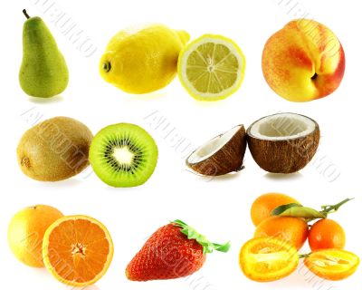 set of eight kinds of fresh fruits