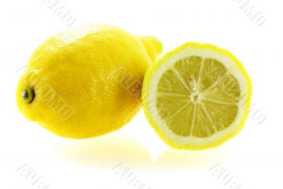 fresh ripe lemon with a slice