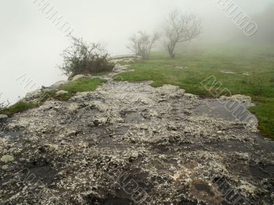 morning mist fog top precipice plateau tableland