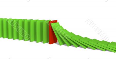 Red and green figures of a dominoes