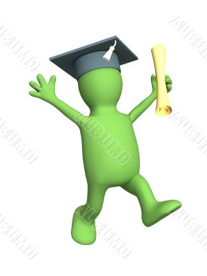 Happy 3d puppet the received diploma