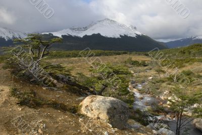 Landscape of Tierra Del Fuego near Ushuaia. Argentina.