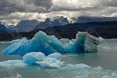 Iceberg in lake Argentino near Upsala glacier.