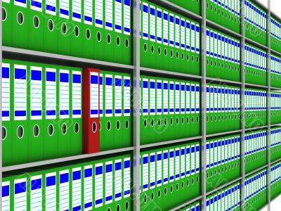 Archive of documents on a rack. 3D image. Archive of documents on a rack. 3D image.