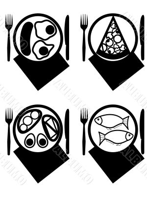 Plates with meal