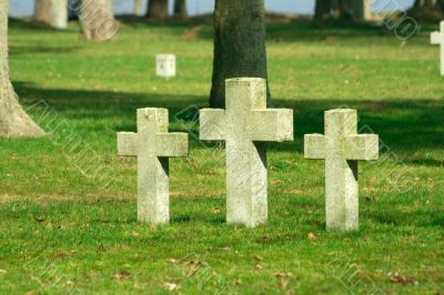 Graveyard crosses on the ground