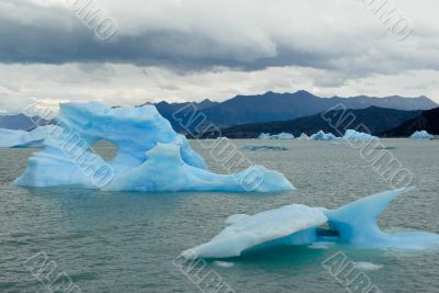 Iceberg in lake Argentino near Upsala glacier.