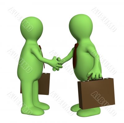 Shake hand of two 3d stylized people