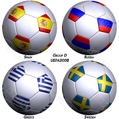 Four soccer-balls with flags