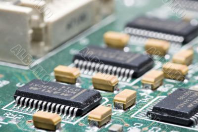 microchip on a scheme background