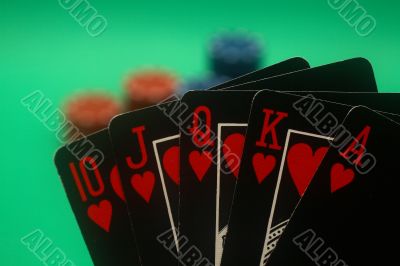Poker Hand - Hearts Straight Flush