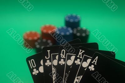 Poker Hand - Clubs Straight Flush