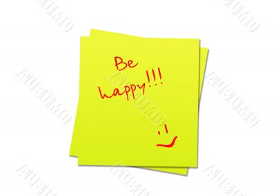 sticky note be happy