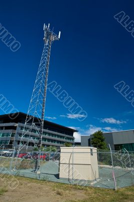 Cellular/Mobile Phone Radio Base Station Agains a Blue Sky