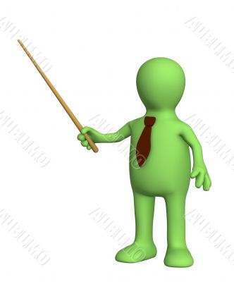 3d puppet - businessman in a tie with pick