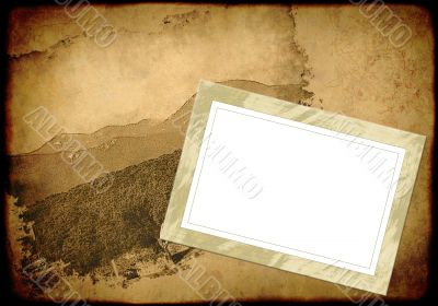 Grunge background with an empty old frame