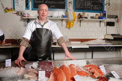 fishmonger in apron fishmonger in apron