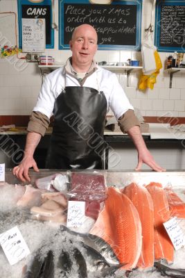 fishmonger in apron