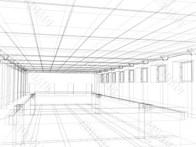 3d sketch of an interior of a public buildin 3d sketch of an interior of a public buildin