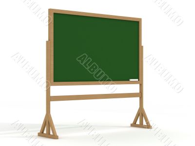 Blackboard with a chalk on a white background. 3D image.